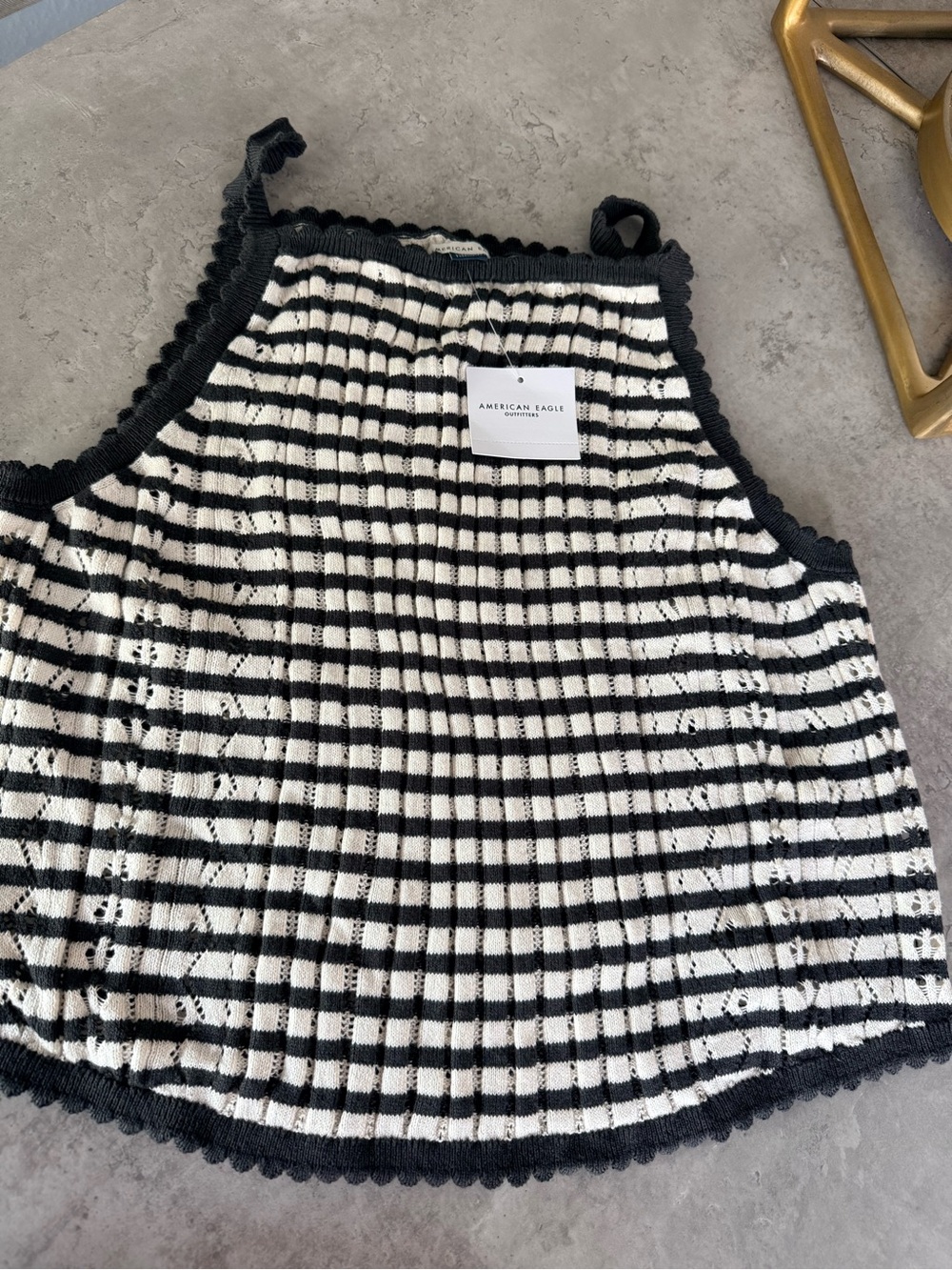 American Eagle Outfitters Black & White Striped Knit Tank Dress